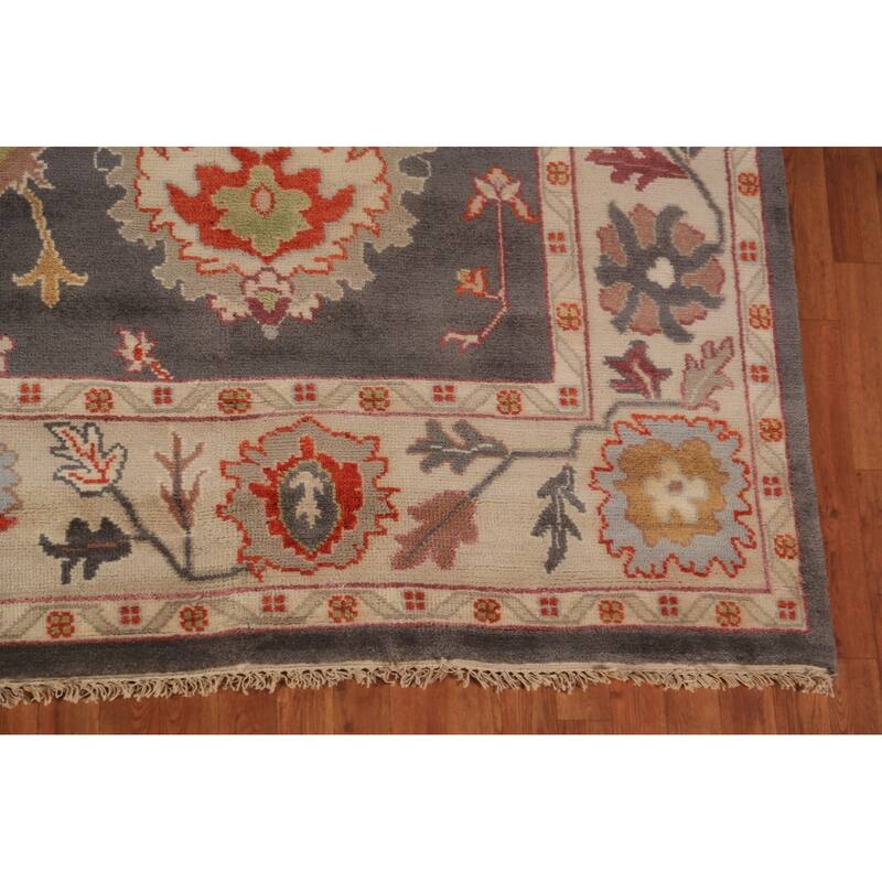 Gray Oushak Oriental Area Rug Hand-Knotted Wool Carpet - 8'10"x 11'9"