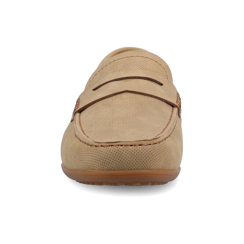 Vance Mens Yates Medium and Wide Width Perforated Slip-on Driving Penny Loafer - Medium - Taupe - 12
