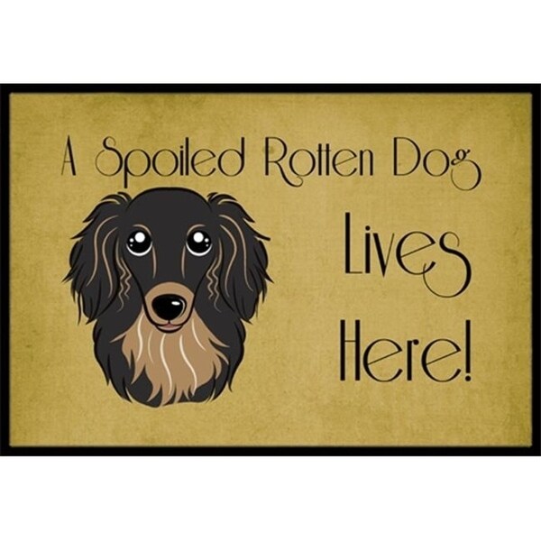Carolines Treasures BB1461JMAT Longhair Black And Tan Dachshund Spoiled Dog Lives Here Indoor & Outdoor Mat 24 x 36 in.