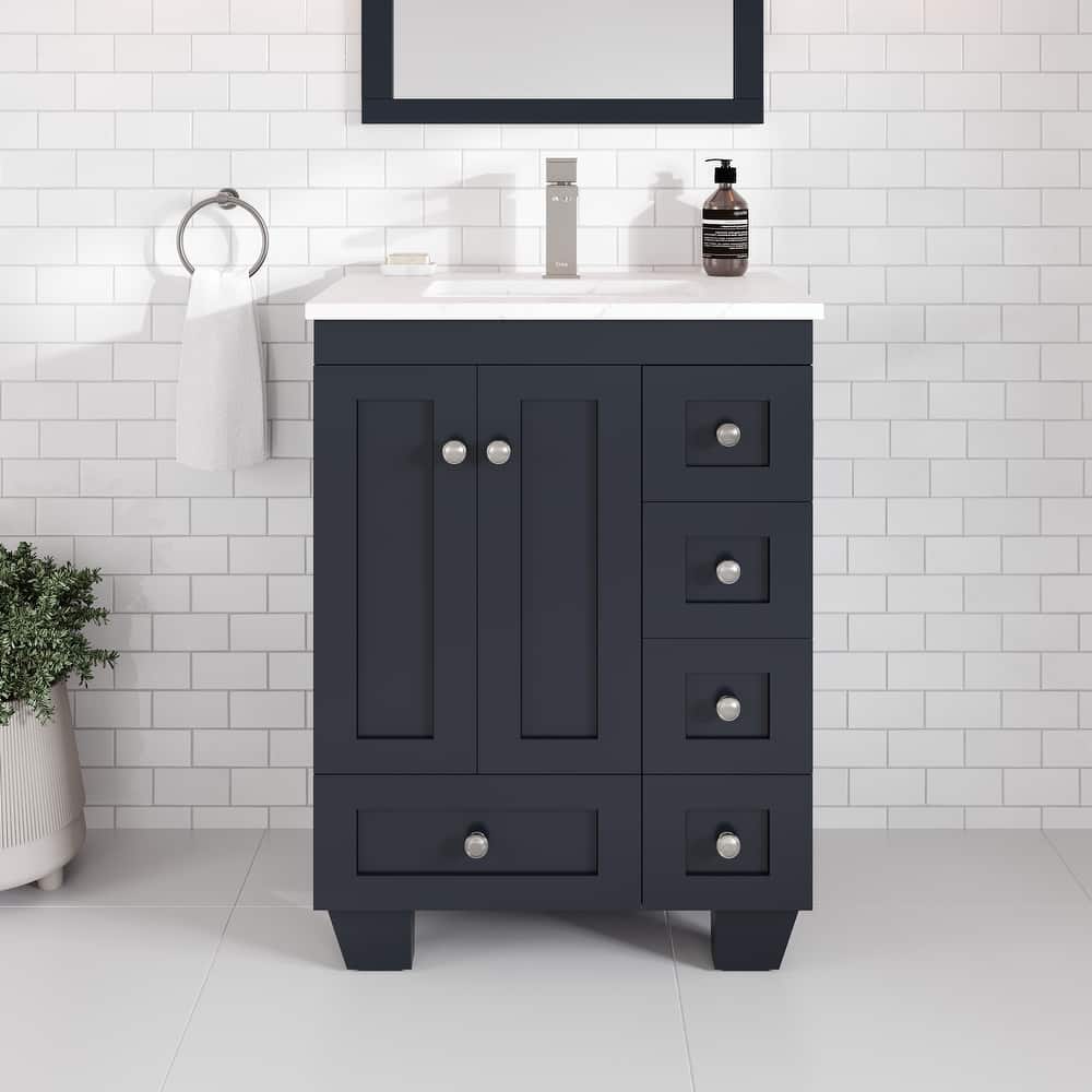 Eviva Acclaim Bath Vanity with Carrara Quartz Top & Undermount Sink