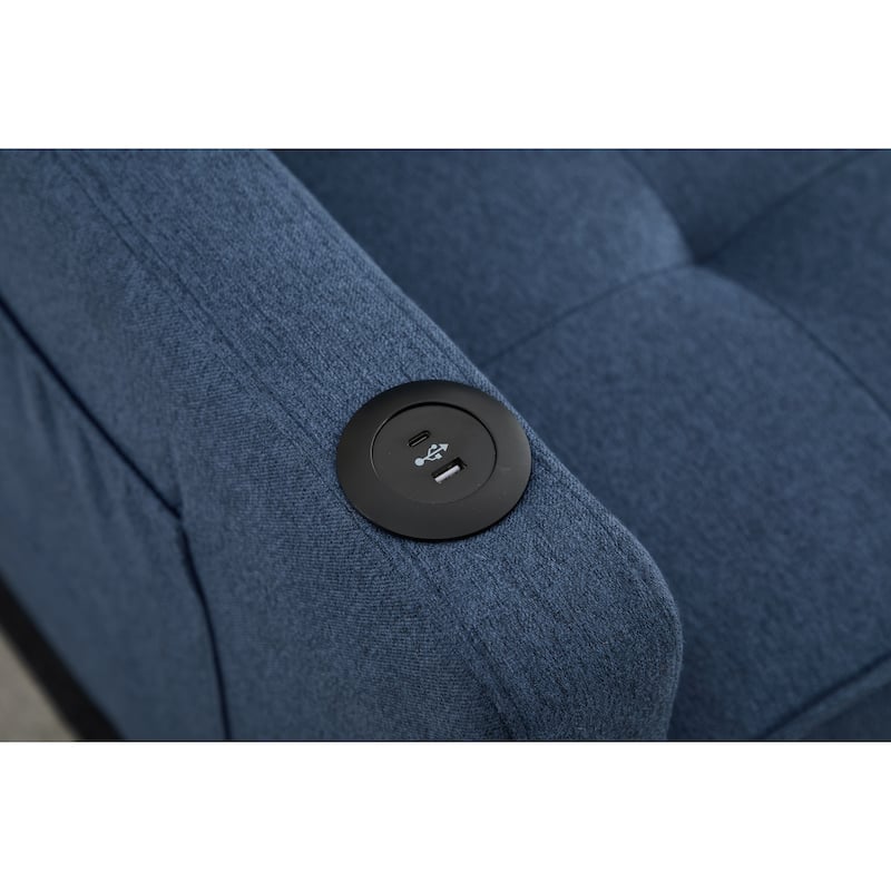 Pull-Out Sofa Bed Daybed, Lounge Chaise Loveseat with Adjustable Backrest, Convertible Sleeper Sofa with USB Charging