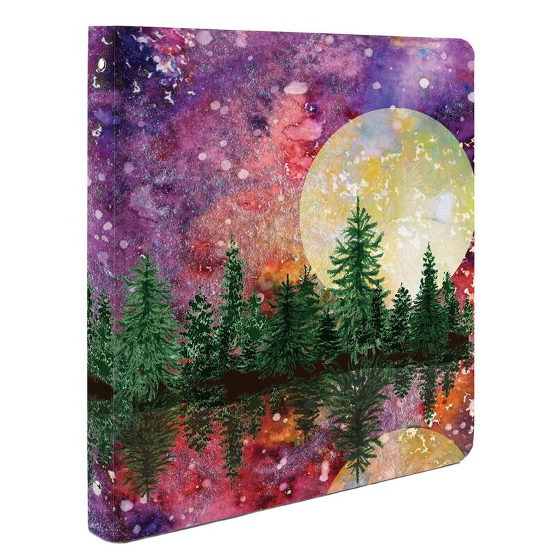 Rainbow Forest Decorative 3-Ring 1-inch Binder for School, Office, or Home Made in The USA Reusable & Easily Wipes Clean - Multi