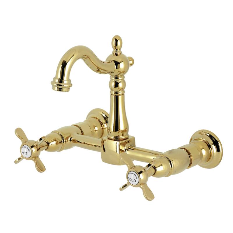 Kingston Brass Essex Double-Handle Wall-Mount Pre-Rinse Bridge Kitchen Faucet