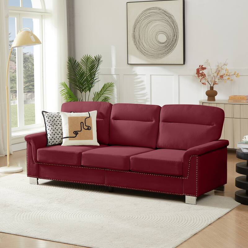 GDFStudio - Modern Snowfleece 3-Seater 82" Sofa with Rolled Arms