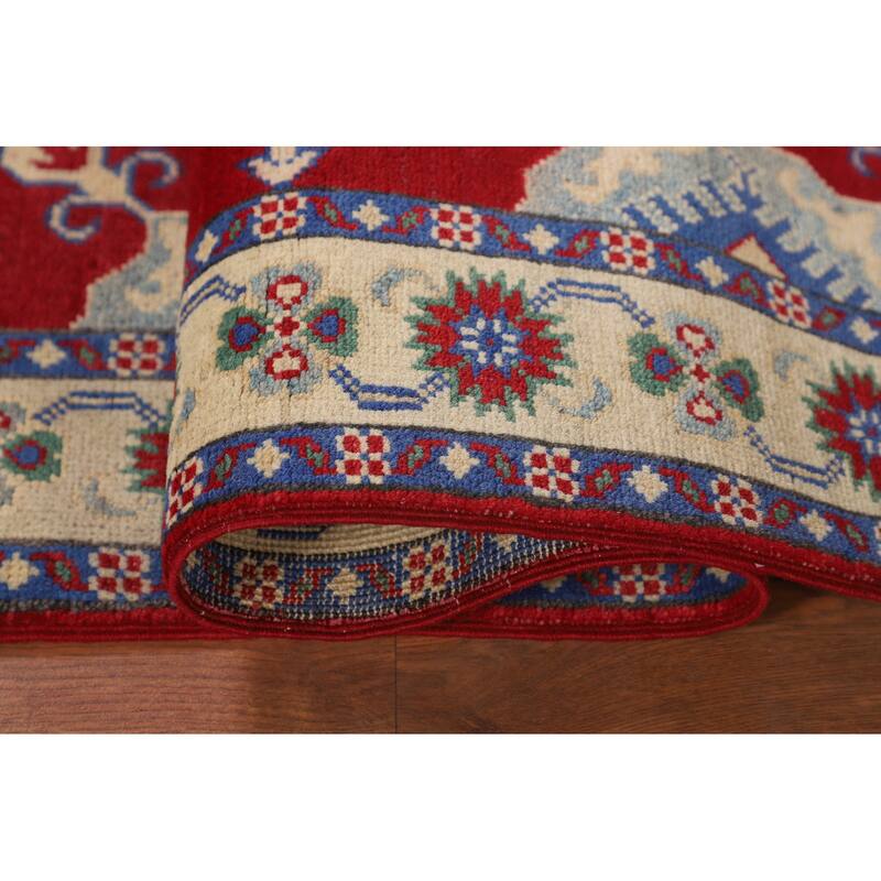 Red Kazak Accent Rug Handmade Wool Carpet - 3'4" x 4'8"
