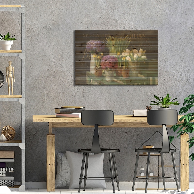 Les Fleurs Printemps On Black Print On Wood by Danhui Nai - Multi-Color