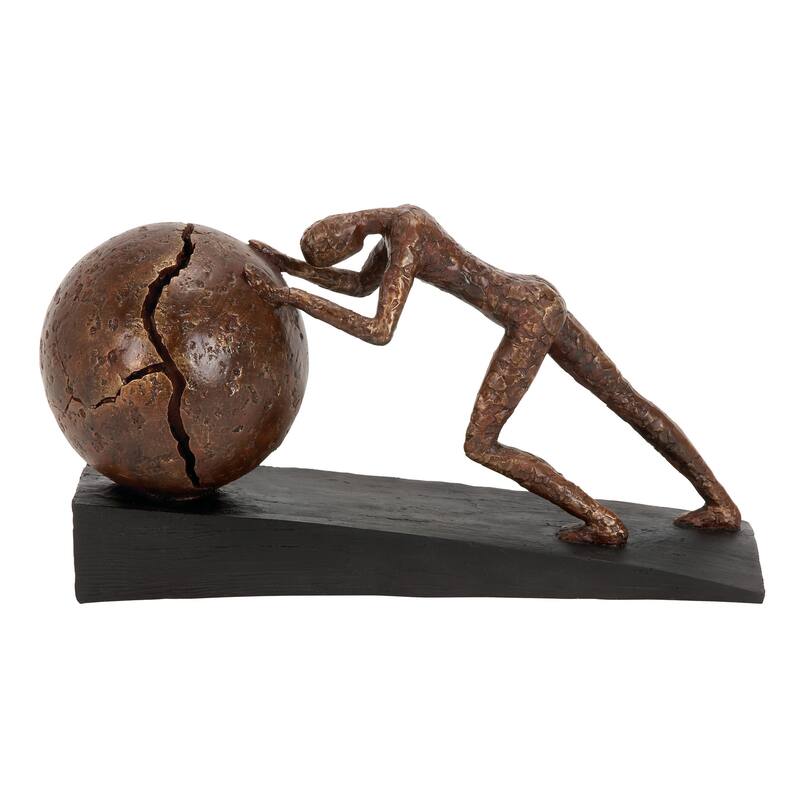 Polystone People Decorative Sculpture with Ball - Brown - Roche River Decor - Brown