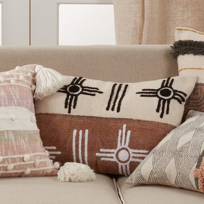 Printed and Embroidered Pillow with Two-Tone Design