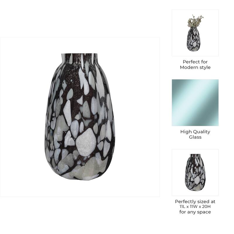 Decorative Glass Vase with Abstract Pattern - Artistic Tall Flower Vase for Home Decor
