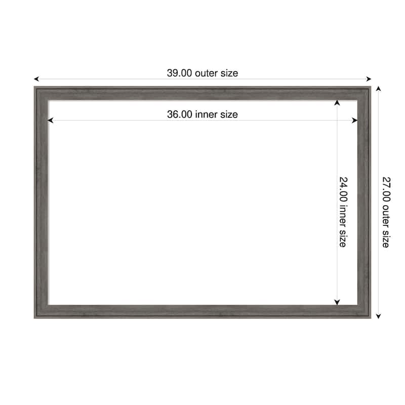 Amanti Art Regis Barnwood Grey Narrow Framed Dry Erase Magnetic Board - 39 x 27 in - Regis Barnwood Grey Narrow