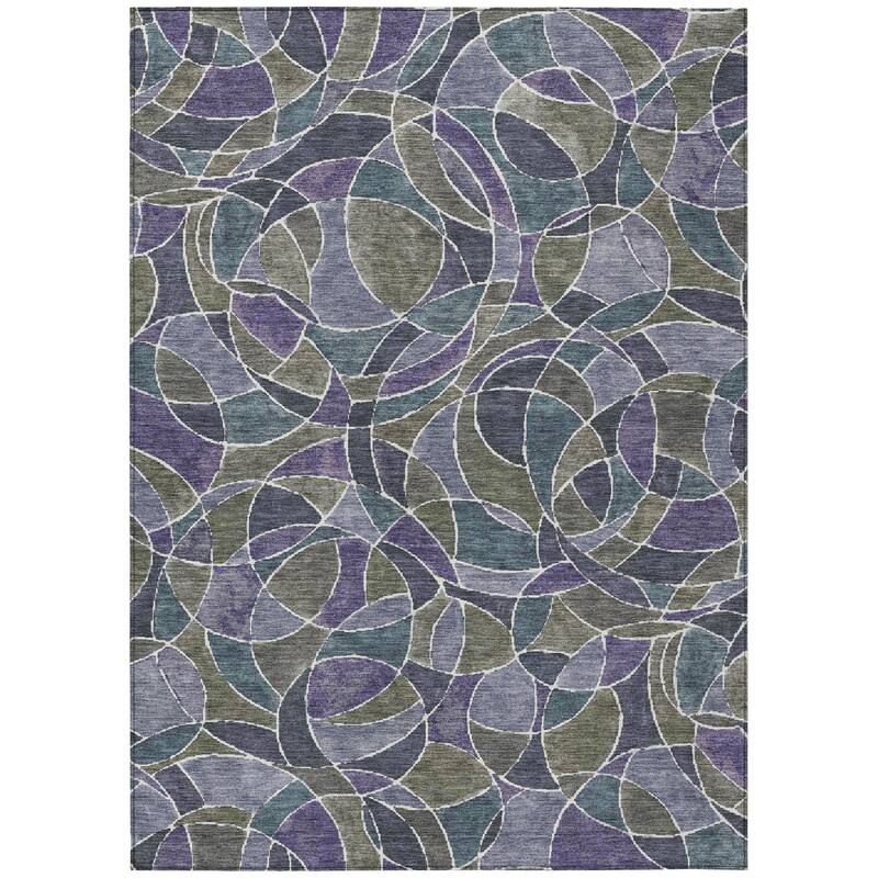 Machine Washable Indoor/Outdoor Casual Mosaic Chantille Rug