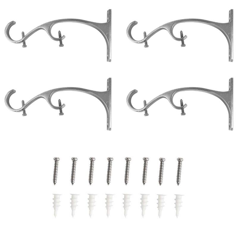 Lumi 1 in. & 3/4 in. Dia. Double Curtain Rod Bracket (4-Pack) - Brushed Nickel