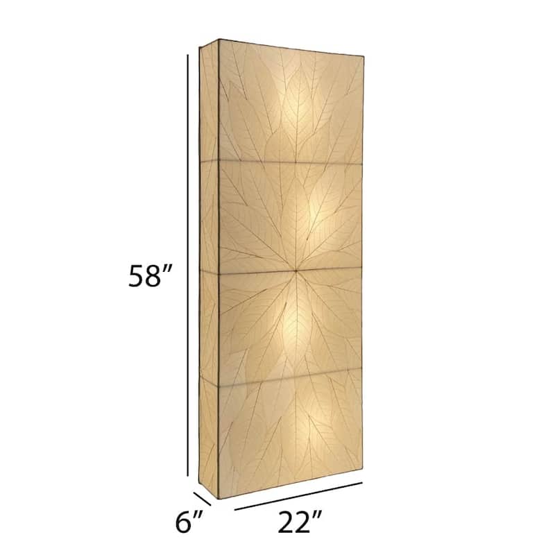 Eangee Handmade Sunburst Panel Wall Lamp, Cocoa Leaves Shade, 22 x 6 x 58 in. - 22 x 58 x 6 in