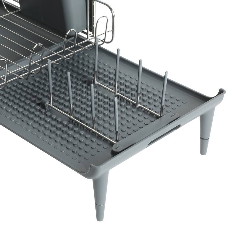 Kenmore Loxdell Expandable Full Size Rust Resistant Dish Rack with Drain Board and Flatware Caddy
