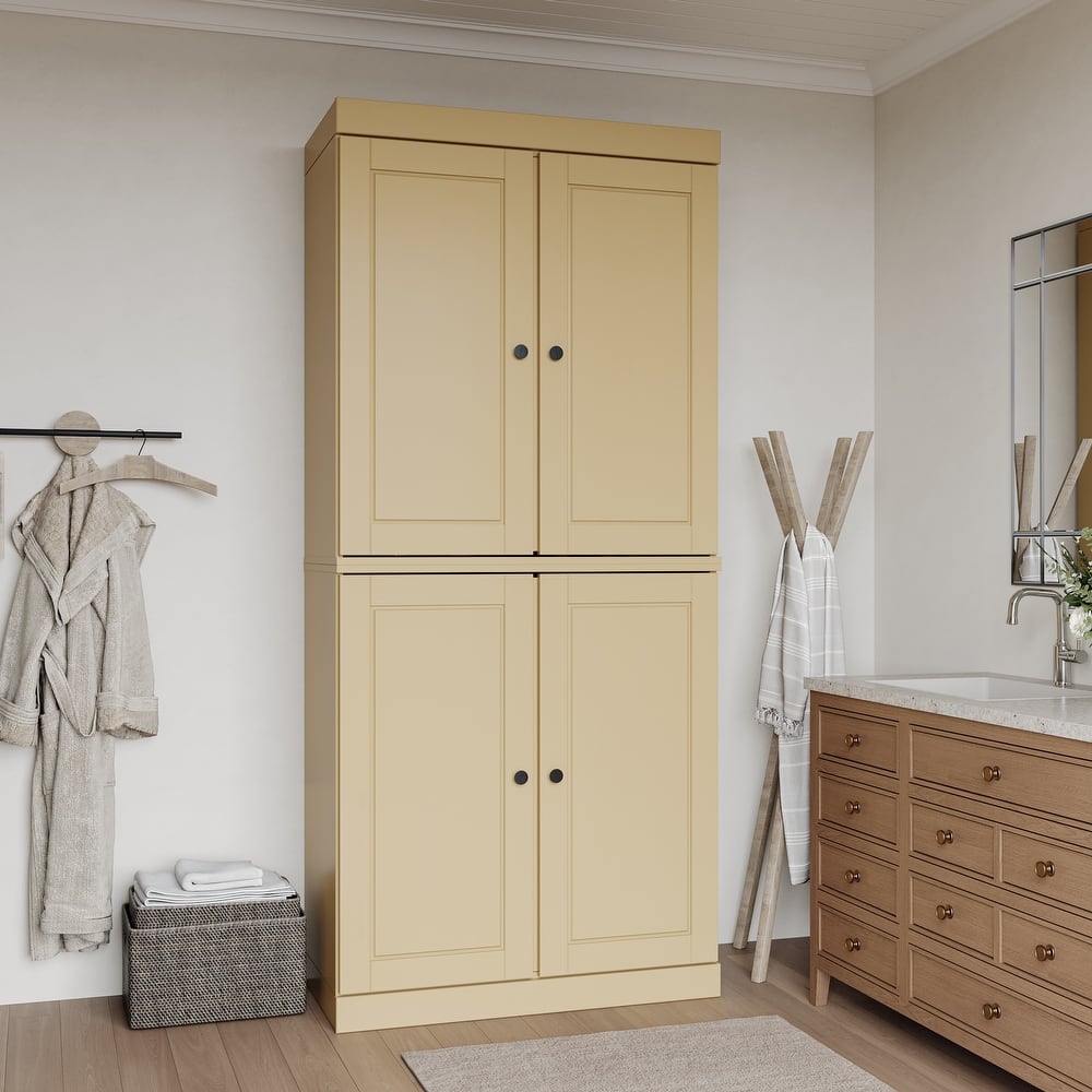 Palace Imports 100% Solid Wood Bathroom & Laundry Storage Cabinet, Raised Panel Doors, Adjustable Shelves, 32" Wide, 71.5" Tall