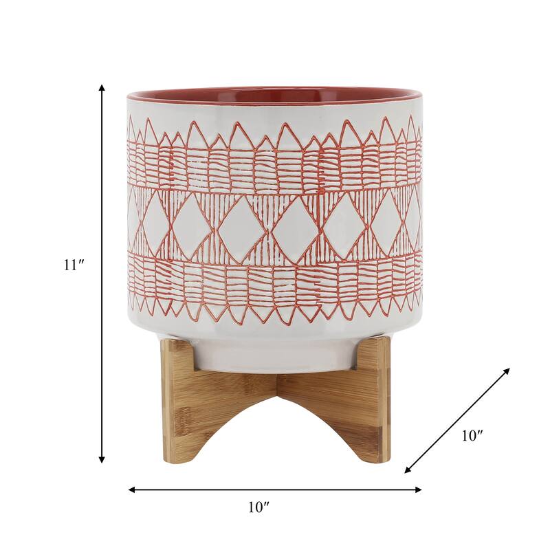 Sagebrook Home Abstract Ceramic Planter on Stand Indoor/Outdoor