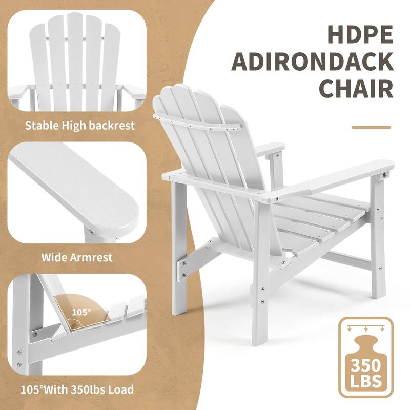 Vrakae Patio HDPE All-Weather Stacking Adirondack Chair