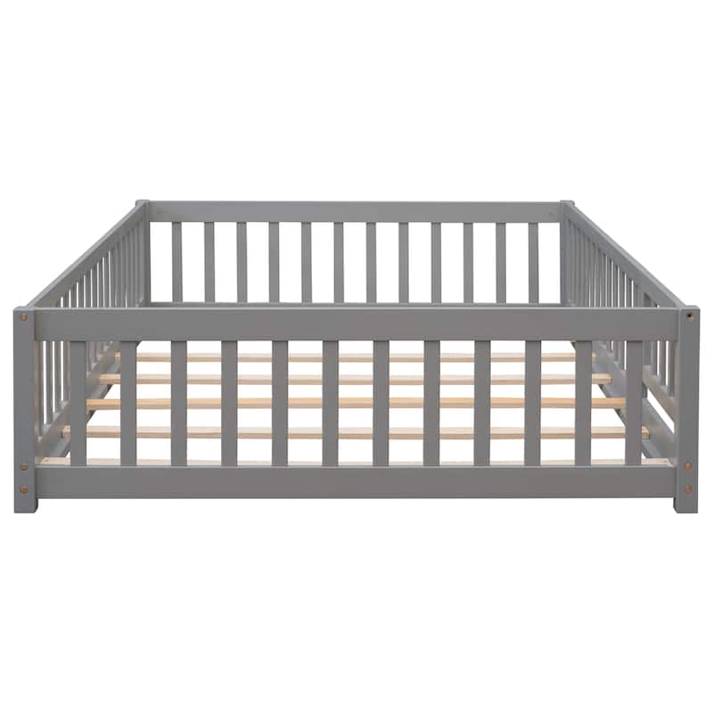 Full Size Floor Bed with Fence and Door
