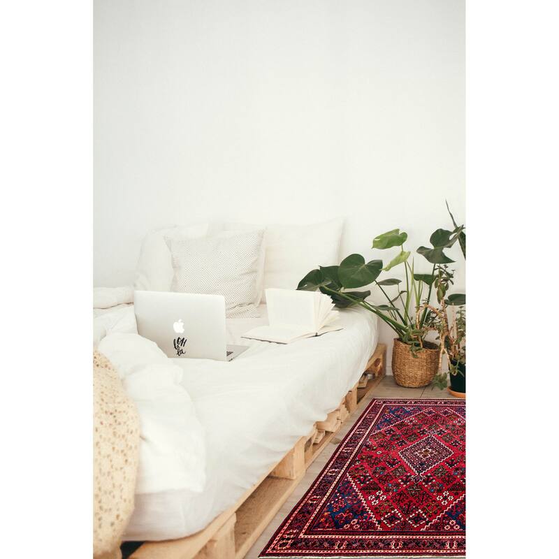 ECARPETGALLERY Hand-knotted Anatolian Red Wool Rug - 4'3 x 6'10