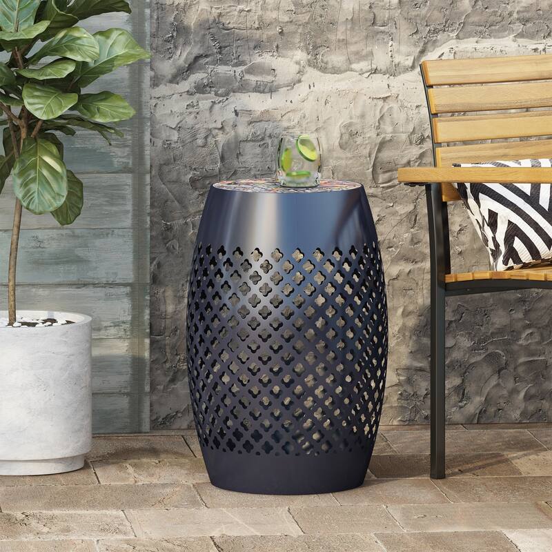 Roswell Outdoor Lace Cut Side Table by Christopher Knight Home