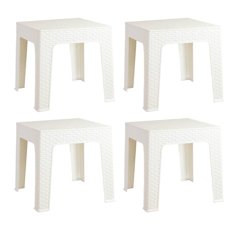 Sunnydaze 17.75" Square Outdoor Side Table - White - Set of 4