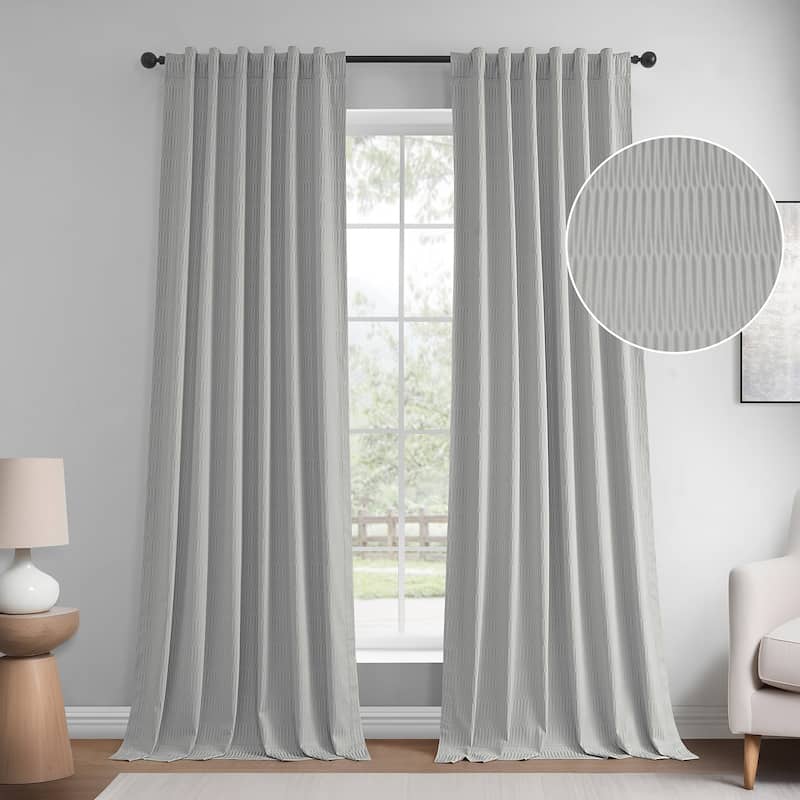 Exclusive Fabrics Lounge Embossed Velvet Curtains - Room Darkening Rod Pocket Curtain for Bedroom & Living Room (1 Panel) - 50 X 96 - Silver