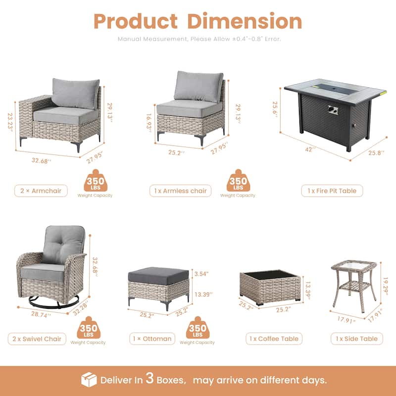 XIZZI Outdoor Patio Furniture Sectional Set with Swivel Chairs