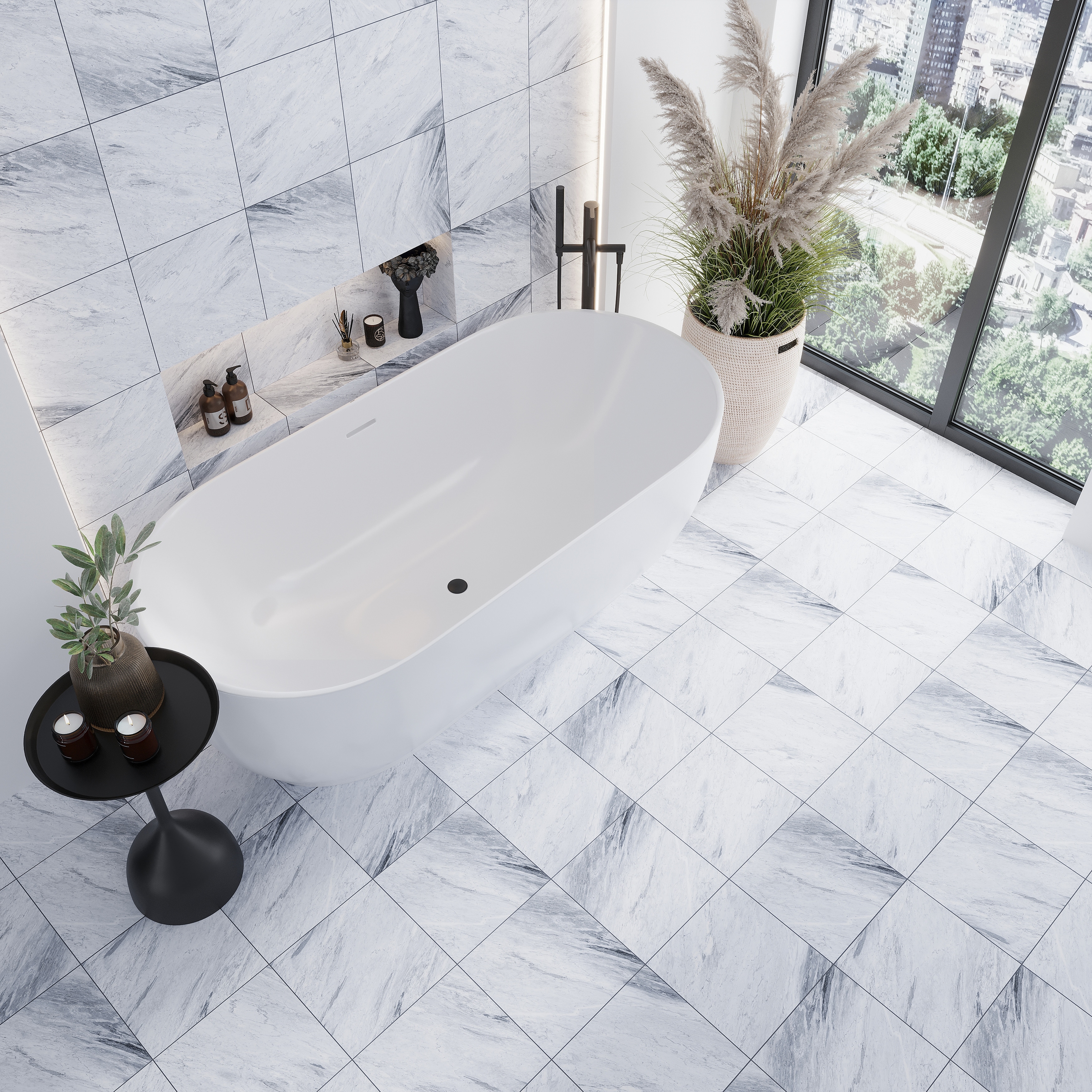 Regalia 12x12 Blue Gray Porcelain Veining Wall and Floor Tile (13.56 sq ft/case) - 14 Pack