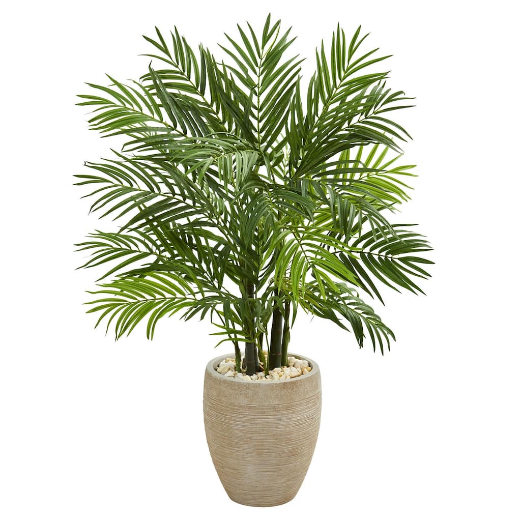 Artificial Areca Palm Tree 4ft Indoor Plant with Planter Elegant Home Decor - 4ft.