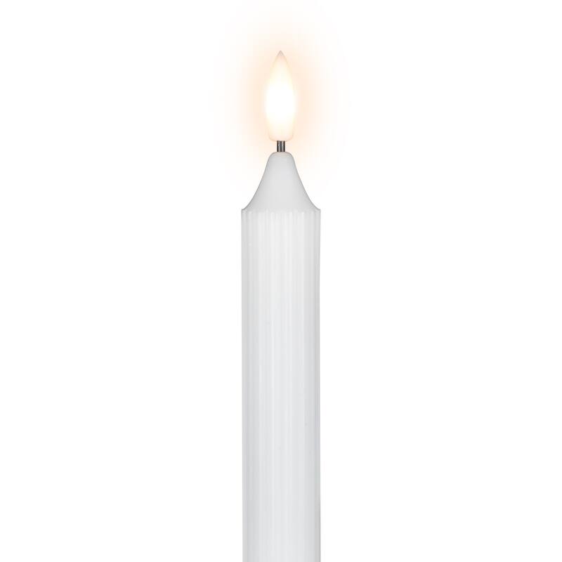 LED Flickering Flameless Taper Church-Top Christmas Candles - 9.75" - White - Set of 2