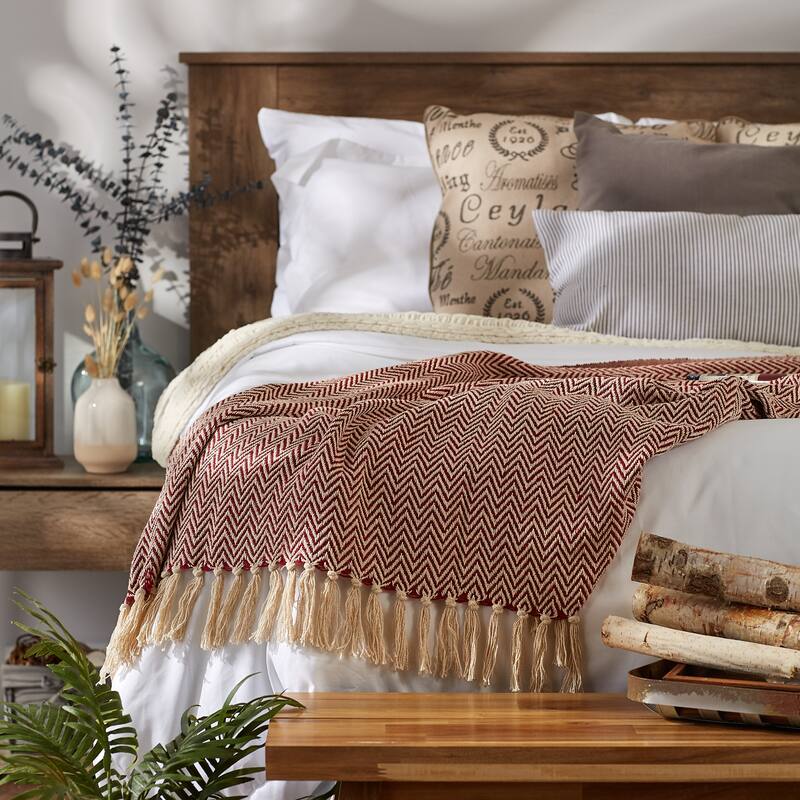 Stone Handloom Chevron Throw