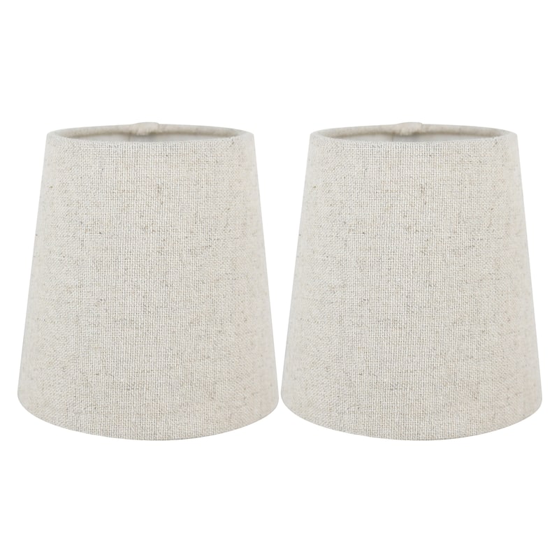 Meriville Linen Clip On Chandelier Lamp Shades, 3.5-inch by 4.5-inch by 4.5-inch - Set of 2 - Natural