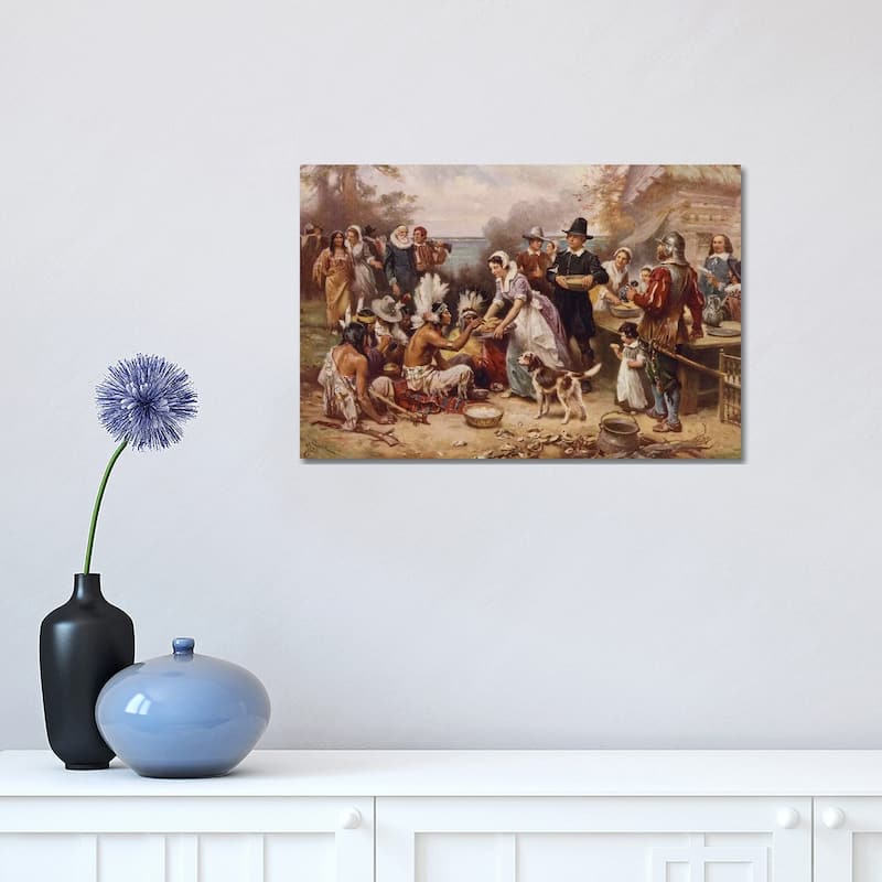 iCanvas "The first Thanksgiving, c.1930 " by Jean Leon Gerome Ferris Canvas Print - 12x18x1.5