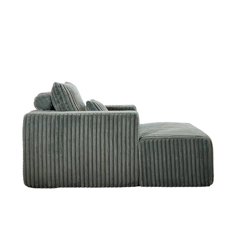 GDFStudio - Amelia Plush Corduroy Recliner Sofa with Removable Footrest for Relaxed Living Room Comfort