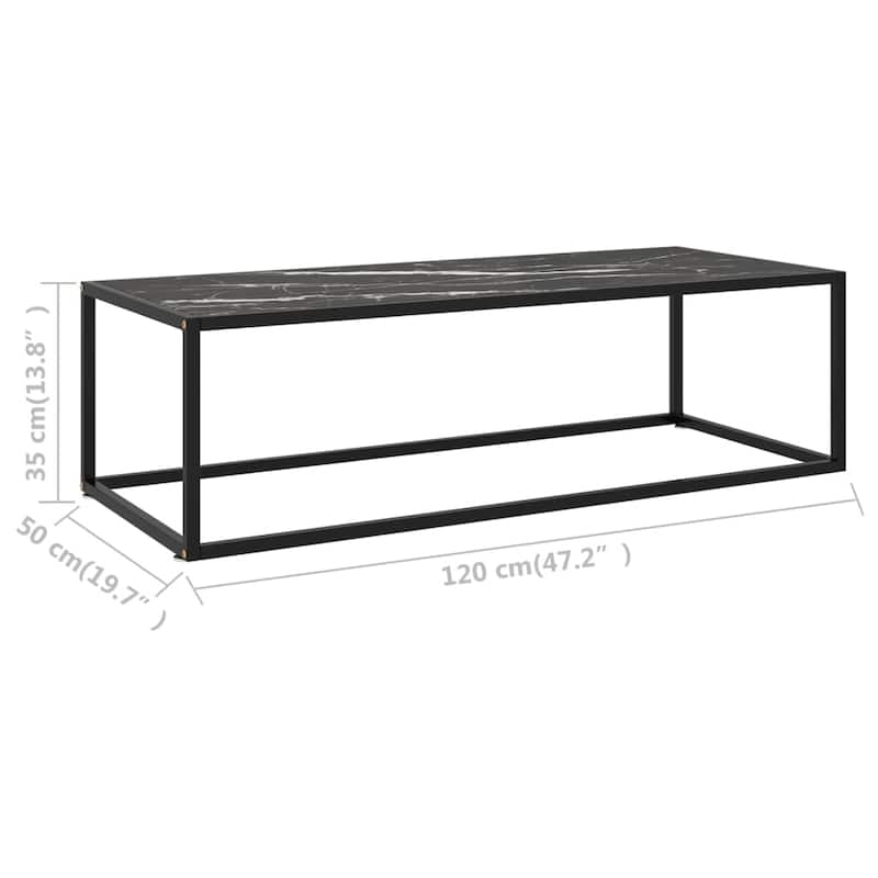 vidaXL Coffee Table Black with Black Marble Glass 47.2"x19.7"x13.8" - 47.2" x 19.7" x 13.8"