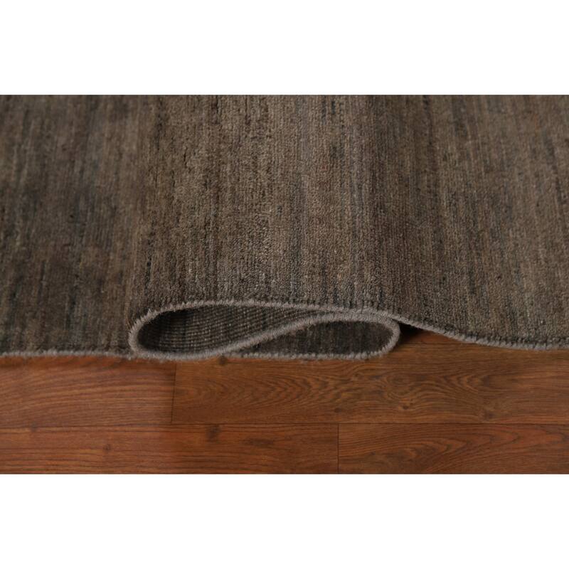 Dark Brown Gabbeh Oriental Rug Hand-Knotted Wool Carpet - 5'1" x 6'8"