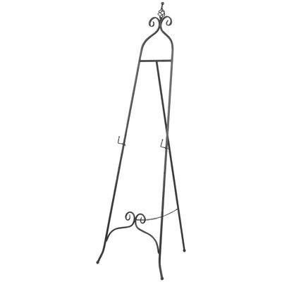 Metal Scroll Adjustable 3 Tier Display Easel with Chain Support and Swirl Finial - Black or Gold - Roche River Decor