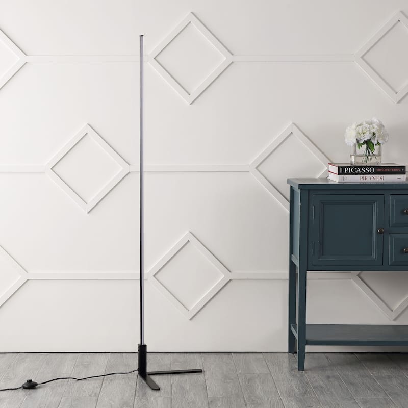 Malthe 60.5" Modern Contemporary Aluminum/Iron Integrated LED Post Floor Lamp, by JONATHAN Y
