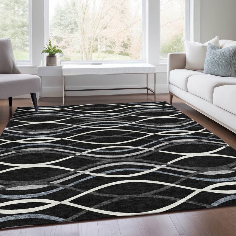 Machine Washable Indoor/ Outdoor Chantille Contemporary Deco Rug