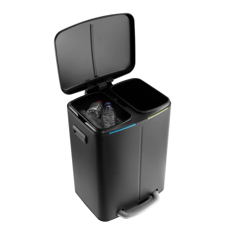 happimess 10.6-Gallon Double Bucket Trash Can with Soft Close Lid