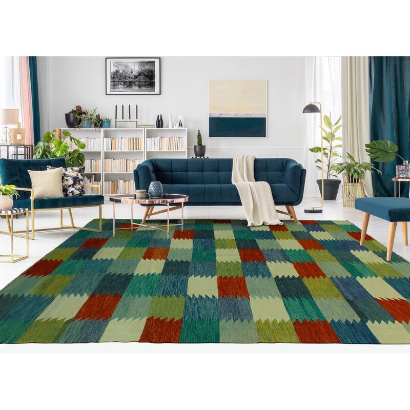 Hand-Woven Winchester Kilim Hafez Ivory/Rust Rug - 8'7" x 11'8"