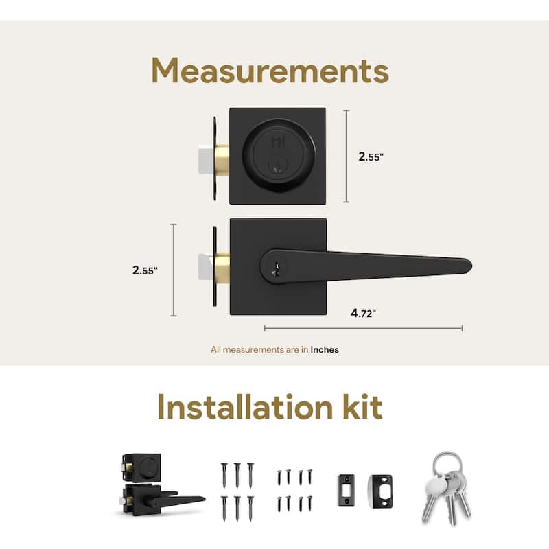 Mega Handles SCHEIN Entry Door Lever & Deadbolt Set – Heavy-Duty Single Cylinder Keyed Lock Combo for Left or Right-Handed Doors