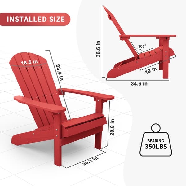 WINSOON All Weather HIPS Outdoor Plastic Adirondack Chairs Set of 4