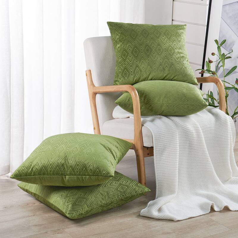 Tonopah Ikat Velvet Throw Pillow Cover Set, NO INSERT - 20" x 20" - Avocado