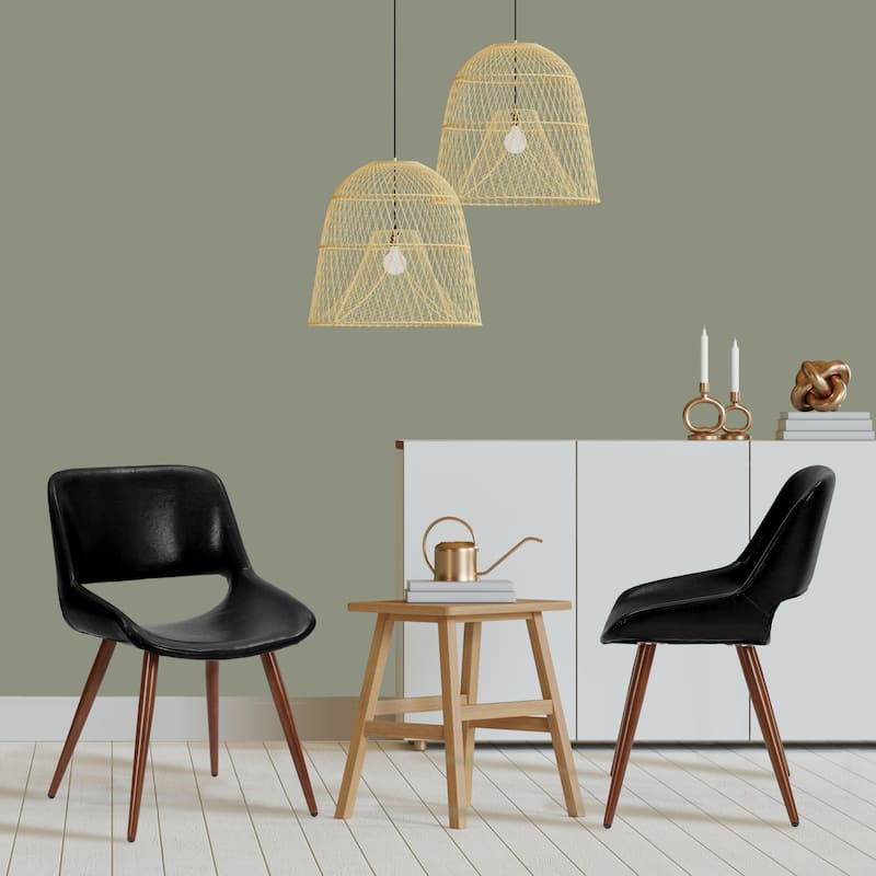 Porthos Home Shane Faux Leather Mid-Century Dining Chair with Metal Legs, Set of 2