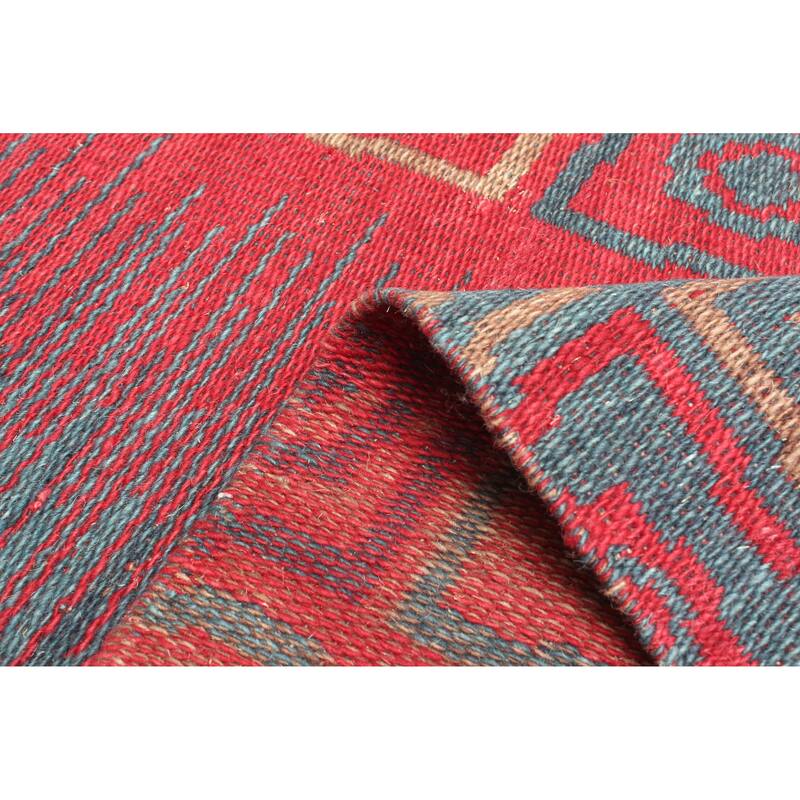 ECARPETGALLERY Flat-Weave Ankara FW Red Wool Kilim - 5'2 x 7'6