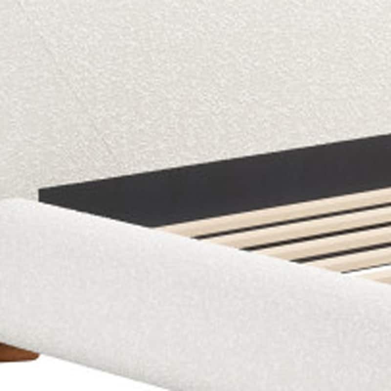 HomeRoots Ivory Solid Wood And Boucle King Bed Frame