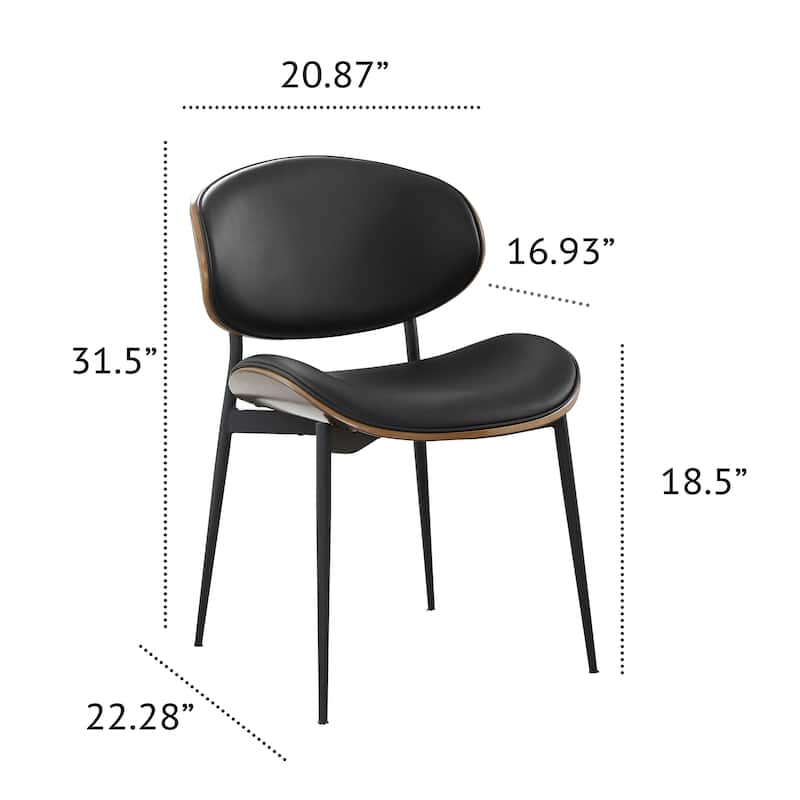 Mid-Century Faux Leather Upholstered Wood Accent Desk Chair
