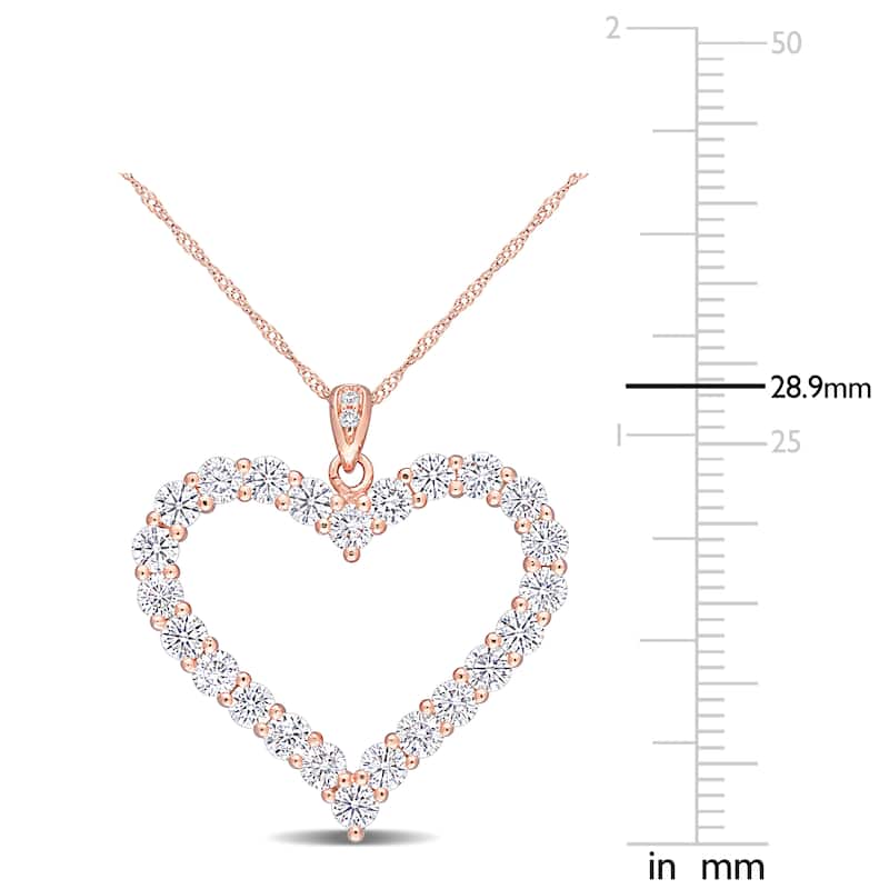 Miadora 2 2/5ct TGW Created Moissanite Heart Necklace in Rose Plated Sterling Silver