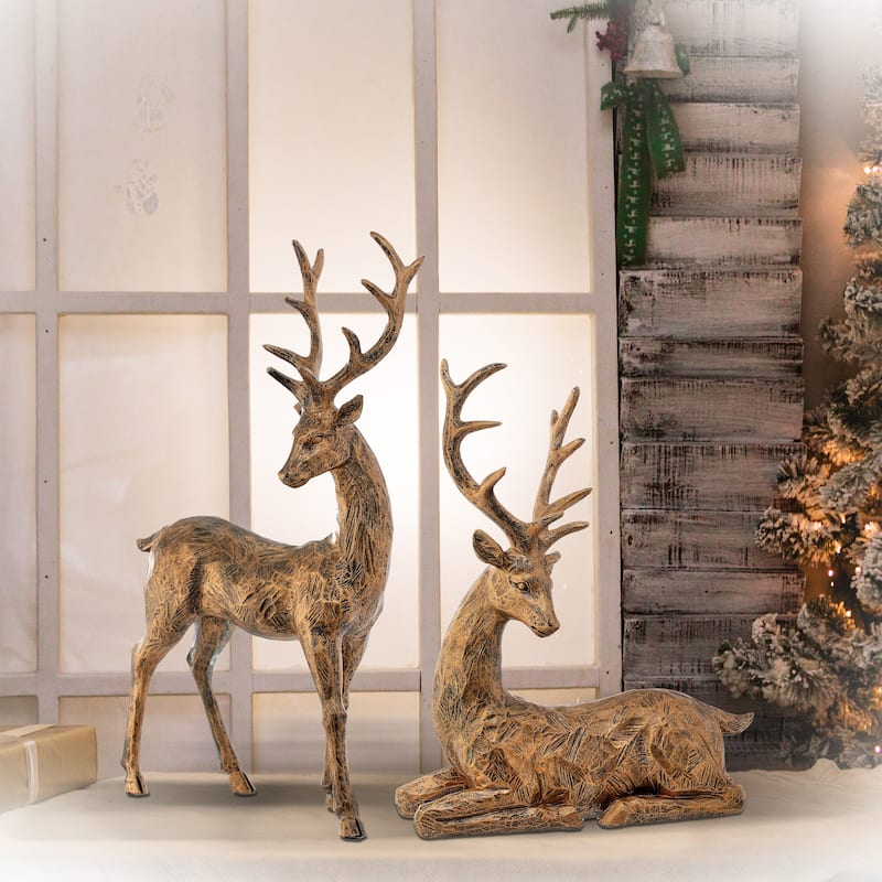 14-18" Resin Highlands Deer Set of 2